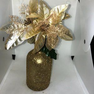Gold Poinsettia Mini Vase|Poinsettia|Holiday Vase|Vases|Centerpiece|Table Decor